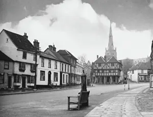 Print of Thaxted High Street with the Cathedral Church spire