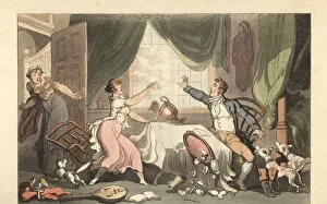 English gentleman arguing with his wife over money English gentleman arguing with his wife over money