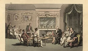 English gentleman, wife and children relaxing in the parlour English gentleman, wife and children relaxing in the parlour