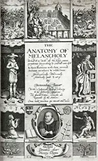 Engraved Title Page Print, The Anatomy of Melancholy, 1632