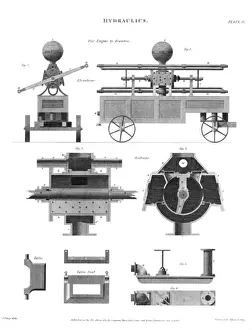 Engraving of a Rowntree Fire Engine Print, 1812