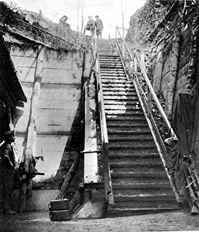 The entrance to a captured German dug-out The entrance to a captured German dug-out