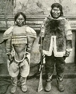 Eskimo couple in winter costume, Greenland Eskimo couple in winter costume, Greenland