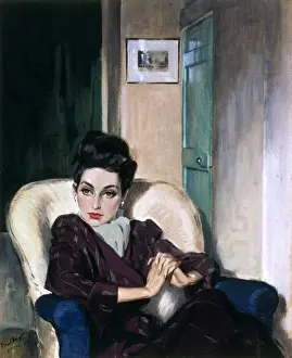 David Wright Pin Up Prints: Esme seated by David Wright