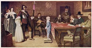 Prints of WHEN DID YOU LAST SEE YOUR FATHER. Parliamentary supporters interrogate the child of a Royalist Related Prints: 'When Did You Last See Your Father' Print