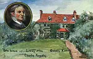 Prints of Illustration of Eversley Rectory, the home of Charles Kingsley between 1844 and 1875. Artist: Sydney Carter Date: 1904 Charles Kingsley Prints: Eversley Rectory Print by Sydney Carter, 1904