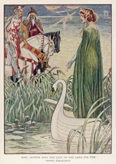 King Arthur Prints: King Arthur Requests Excalibur Print