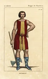 Copperplate Engraved Illustrations Prints: Executioner, 9th century