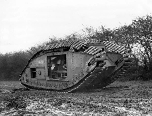 Experiment with British Mark V tank, WW1 Experiment with British Mark V tank, WW1