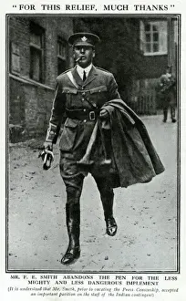 F E Smith MP in Uniform, WW1 Print - September 1914