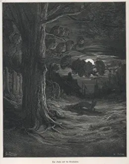 Framed Print : Print of The Fox and the Turkeys