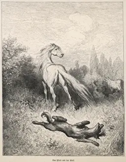 Ancient History Illustrations Prints: Fable / Horse and Wolf