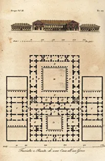 Facade and plan of rooms in an ancient Greek house Facade and plan of rooms in an ancient Greek house