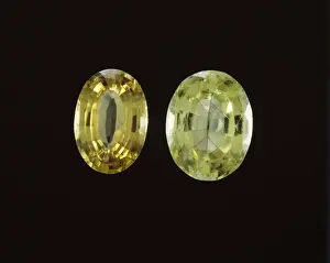 Faceted Chrysoberyl Two Cut Stones Print - Cats Eye Gemstone