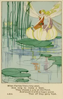 Vintage Fairy Illustrations Prints: Fairies at a pool