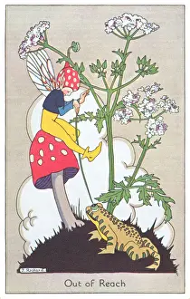 1927 Print of Fairyland: A Toadstool Scene by J Rickard
