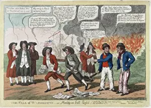 British Cartoons Prints: The fall of Washington--or Maddy in full flight