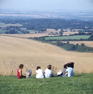 Families on Inkpen Beacon overlooking the Kennet Valley Families on Inkpen Beacon overlooking the Kennet Valley