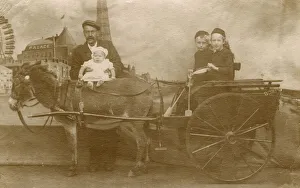 Family with donkey in studio photo, Blackpool Family with donkey in studio photo, Blackpool