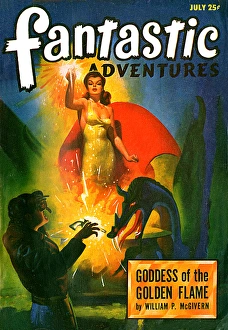 Fantastic Adventures scifi magazine, Goddess of the Golden Flame Fantastic Adventures scifi magazine, Goddess of the Golden Flame