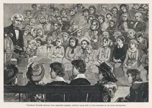 Prints of Michael Faraday, English chemist and physicist, lectures to an audience of children Michael Faraday Prints: Michael Faraday Lecture Print