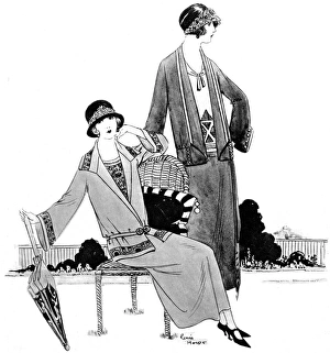 Two fashionable ladies wear 3-piece suits by H J Nicholl Two fashionable ladies wear 3-piece suits by H J Nicholl