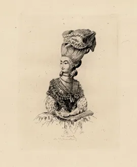 Fashionable pouf bonnet from the era of Marie Antoinette Fashionable pouf bonnet from the era of Marie Antoinette