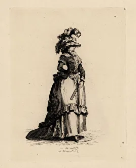 Fashionable woman with fan, era of Marie Antoinette Fashionable woman with fan, era of Marie Antoinette