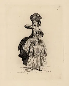 Fashionable woman in pouf hairstyle, era of Marie Antoinette Fashionable woman in pouf hairstyle, era of Marie Antoinette