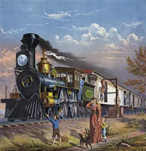 Vintage Train Image Prints: The fast mail