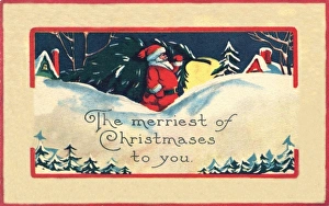 Father Christmas carrying a Christmas tree Father Christmas carrying a Christmas tree