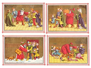 Father Christmas on four medieval style Christmas cards Father Christmas on four medieval style Christmas cards