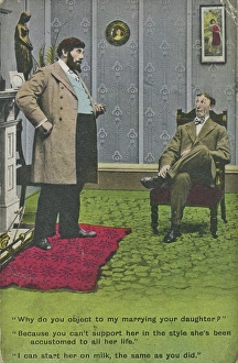 Father and suitor on a postcard Father and suitor on a postcard