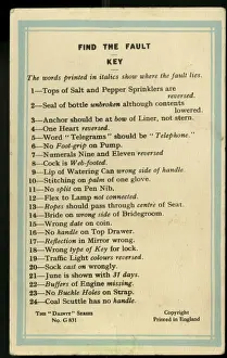 Find the Fault Card circa 1930s Print