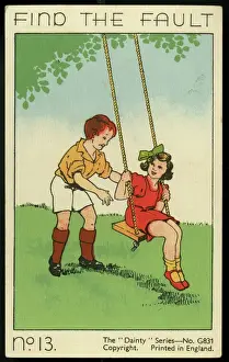 Find the Fault Print - Children with Swing circa 1930s