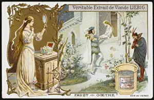 Print of Faust and Marguerite Spied Upon by Mephistopheles
