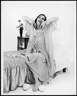 Woman Stretching In Bed Prints: Female Model Waking Up