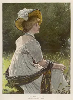 Female Type Print: A Victorian Woman by a River