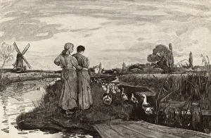 Prints of In the Fens. Evening by Robert Walker Macbeth ARA (1848-1910), engraved by Octave Lacour (1855-1921). Date: 1884 Robert Walker Prints: In the Fens - Evening Print, 1884