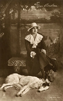 Fern Andra, German actress, with Borzoi dog Fern Andra, German actress, with Borzoi dog