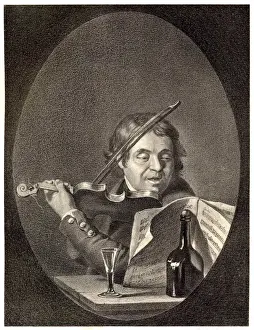Vintage Musical Entertainment Prints: Fiddling and Tippling