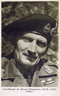 Prints of Bernard Montgomery, 1st Viscount Montgomery of Alamein ( Monty ). KG, GCB, DSO, PC (1887-1976) - British Army Officer, famed for his successes and tactical ability in WW2. Date: circa 1944 Wales Prints: Field Marshal Sir Bernard Montgomery Print circa 1944