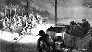A fight between an armoured car and a German cavalry patrol A fight between an armoured car and a German cavalry patrol
