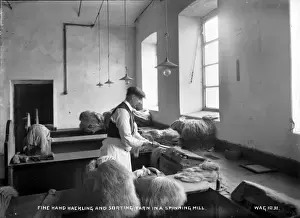 Early 20th Century Industry Prints: Fine Hand Hackling and Sorting Yarn in a Spinning Mill