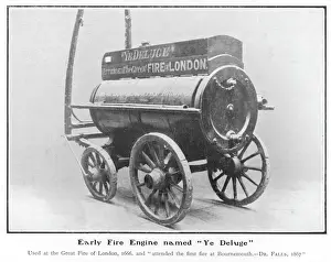 Historic Firefighting Equipment Prints: Fire Engine of 1666