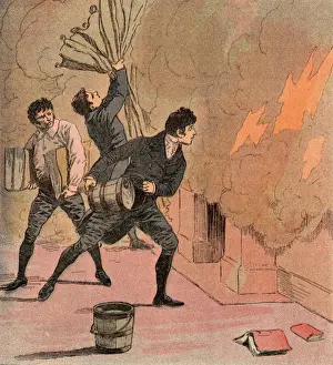 Print of Fire at Longwood During Napoleon's Exile