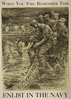 Navy Recruitment Poster Prints: When you fire remember this - Enlist in the Navy