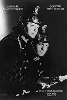 Vintage Fire Brigade Photos Prints: Two firefighters, Fire Prevention Hints