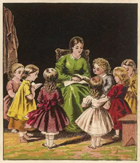 Vintage Classroom Scenes Prints: First Day at School 3