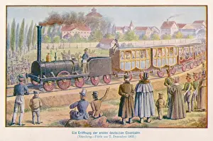 German Railway History Prints: First German Train